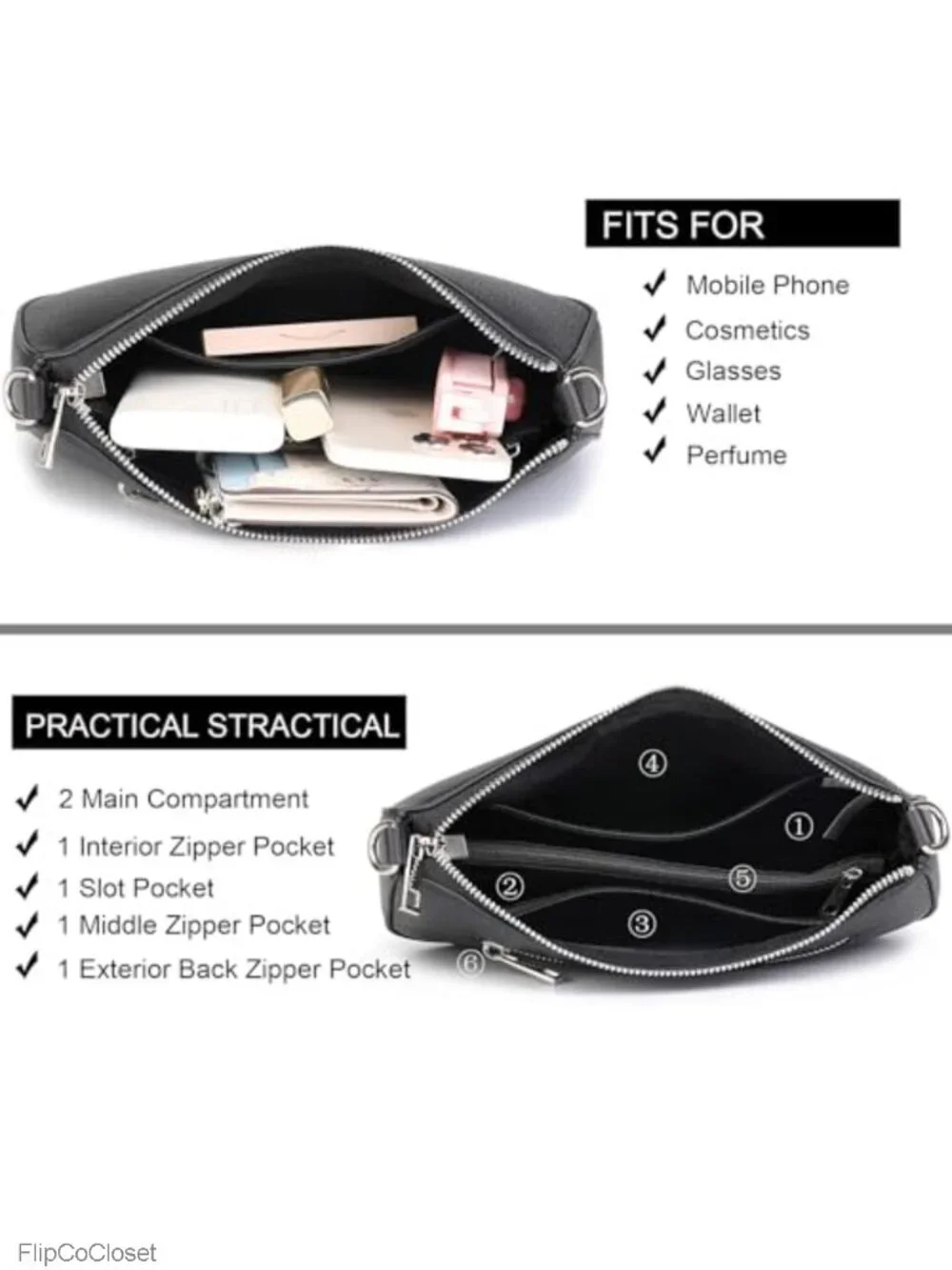 PU Leather Hobo Shoulder Bag Crossbody Purse Removable Straps